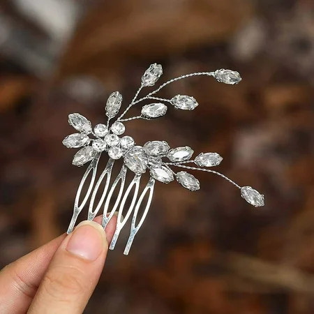 Crystal Bride Wedding Hair Comb Bridal Side Comb Hair Piece Wedding Hair Accessories for Women and Girls (Pack of 1) (A Silver) | Walmart (US)