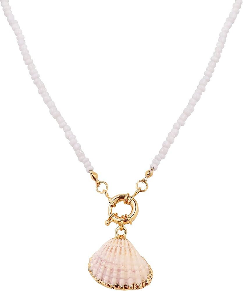 Boho Hippie Summer Cowrie Shell Seashell Necklace Statement Beach Jewelry for Women | Amazon (US)