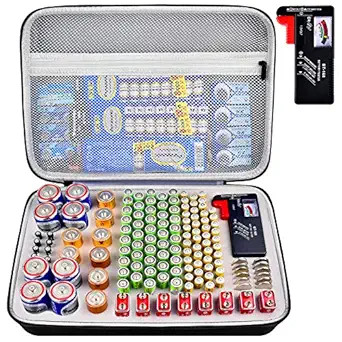 Battery Organizer Storage Case Holder with Tester BT-168, Batteries Variety Pack Bag, Holds 140+ ... | Amazon (US)