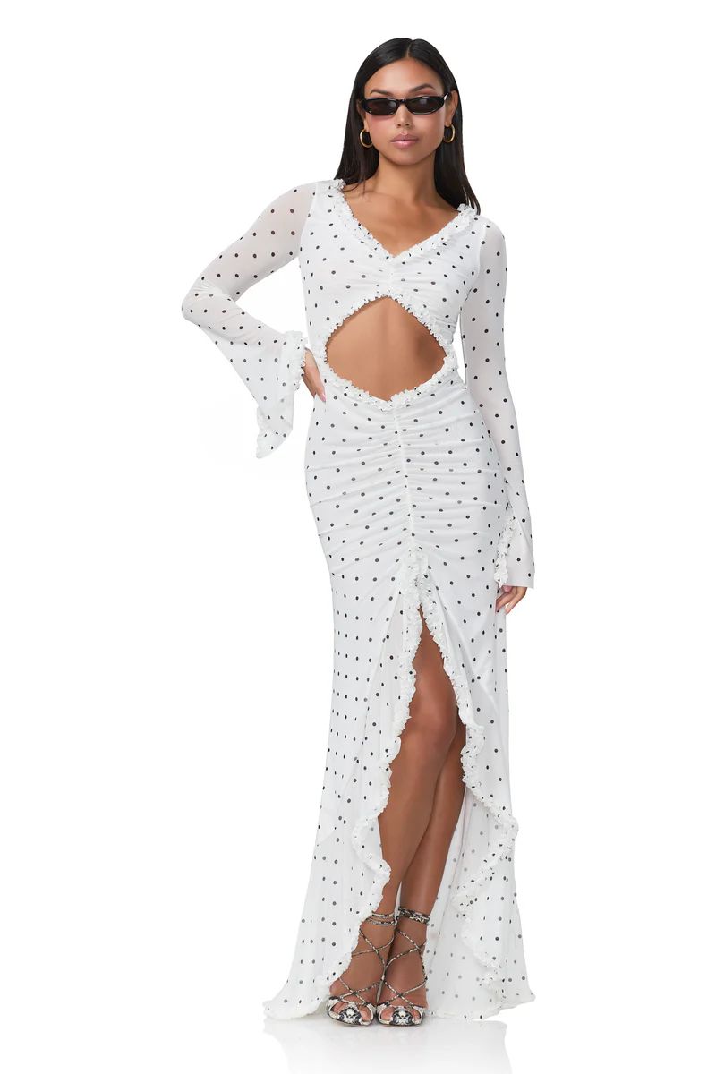 Cat Micro Ruffle Maxi - Blanc Micro Dot | ShopAFRM