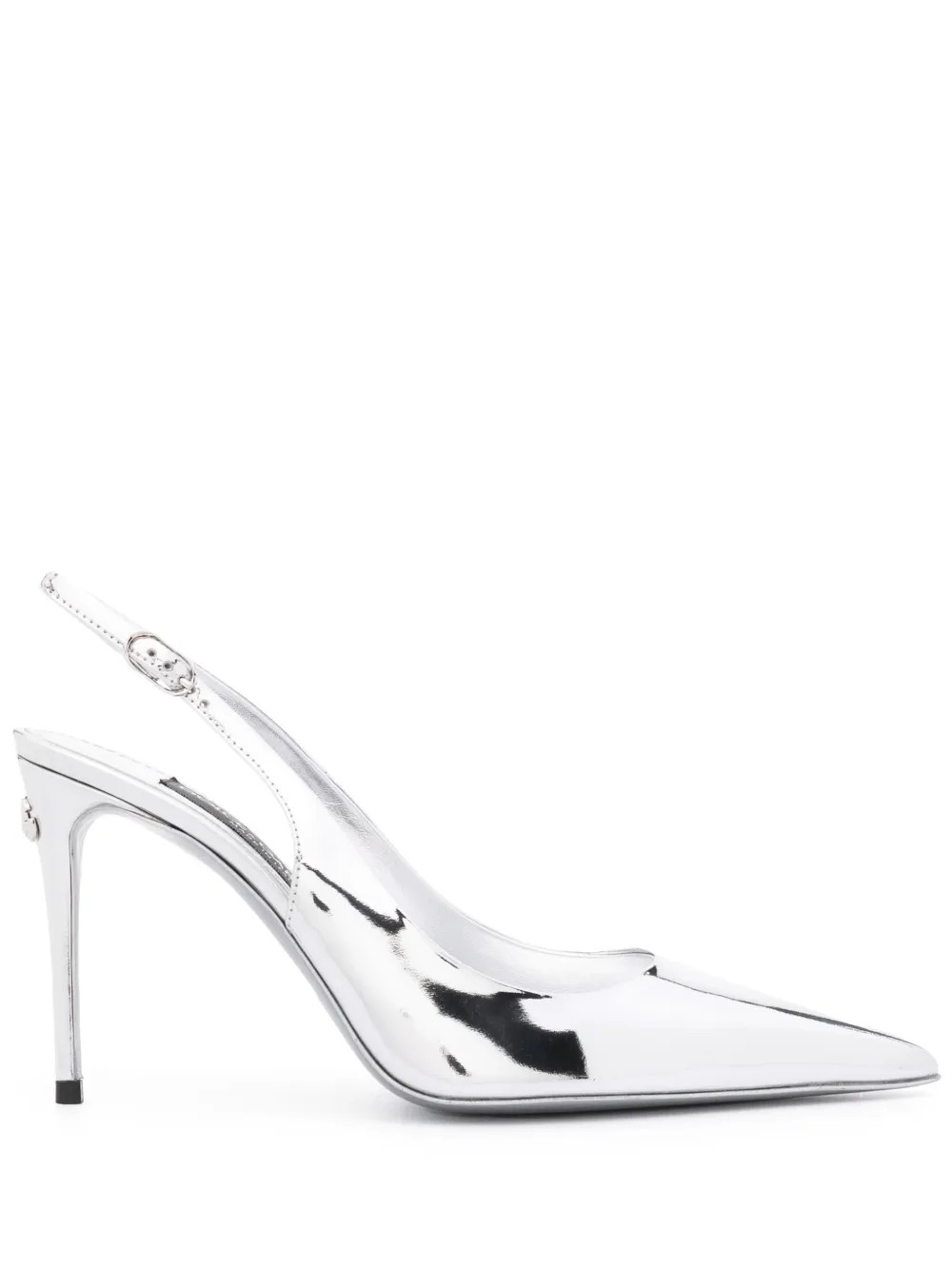 Dolce & Gabbana 90mm metallic-finish Leather Pumps  | Silver | FARFETCH UK | Farfetch Global