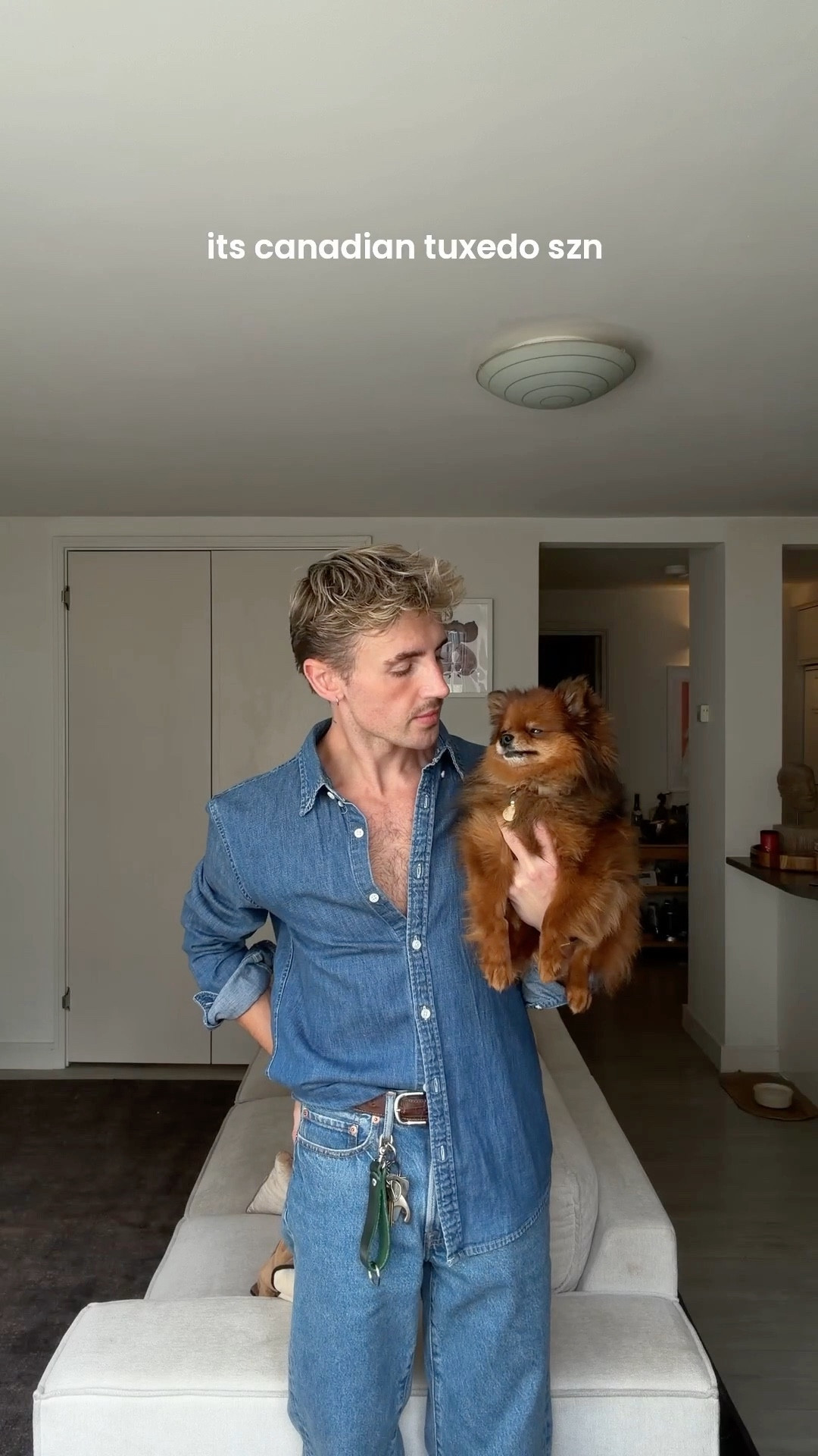 double denim, men’s spring Canadian tuxedo outfit from Abercrombie 

#LTKmens #LTKspring #LTKeurope