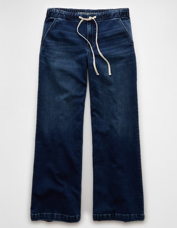 AE Dreamy Drape Cozy Low-Rise Baggy Wide-Leg Jean | American Eagle Outfitters (US & CA)