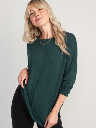 Long-Sleeve Luxe Slub-Knit Tunic T-Shirt for Women | Old Navy (US)
