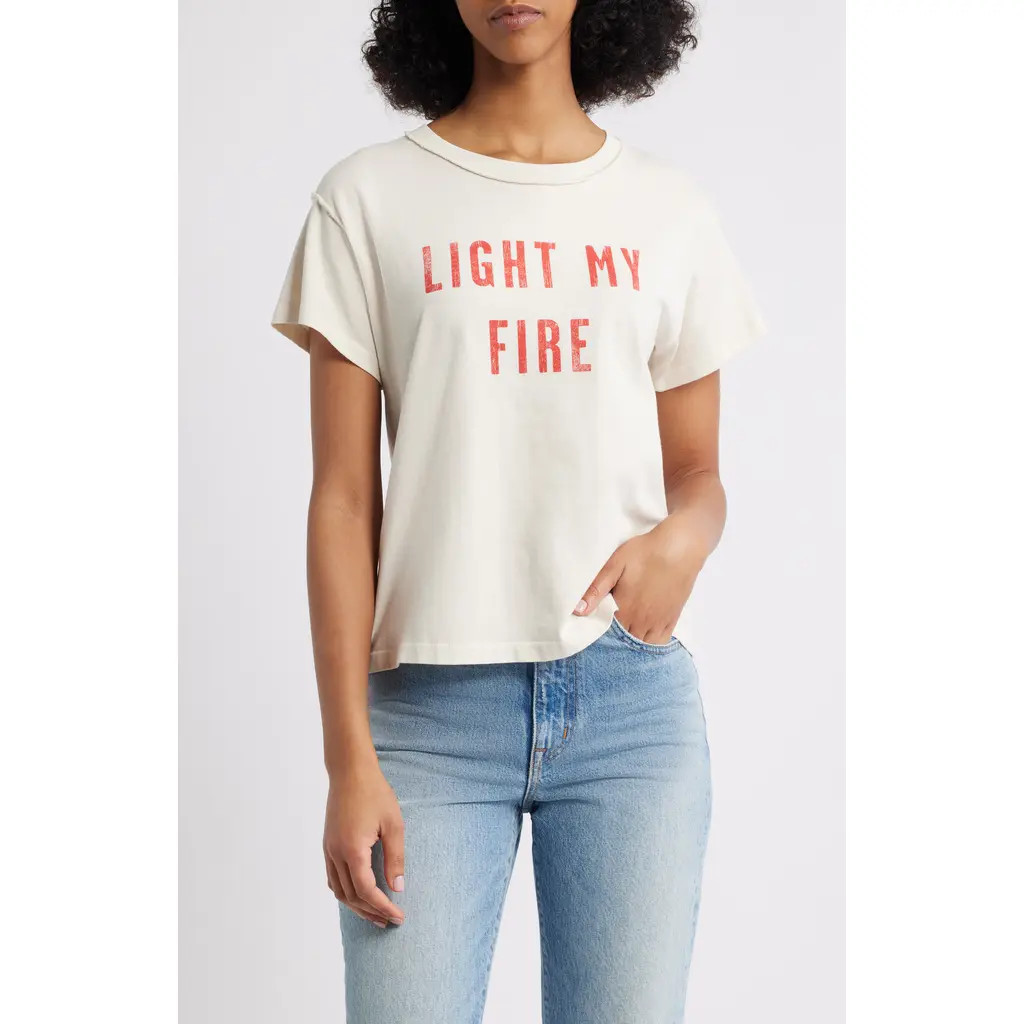 Daydreamer The Doors Light My Fire Cotton Graphic T-Shirt in Dirty White at Nordstrom Rack, Size Small | Nordstrom Rack