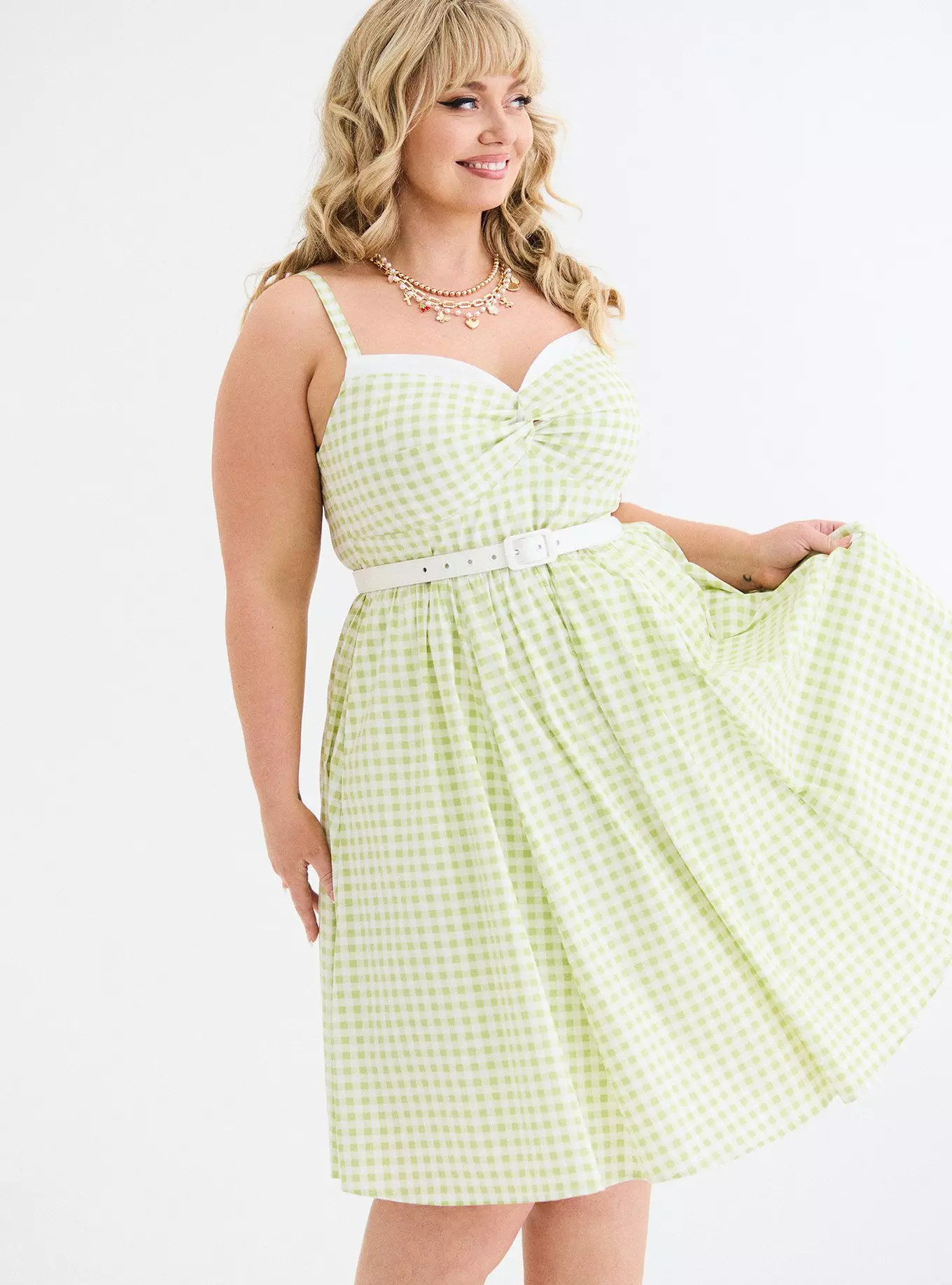 Retro Chic Twist-Front Swing Midi Dress | Torrid (US & Canada)