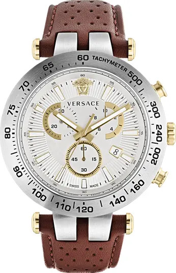 Bold Chronograph Leather Strap Watch, 46mm | Nordstrom