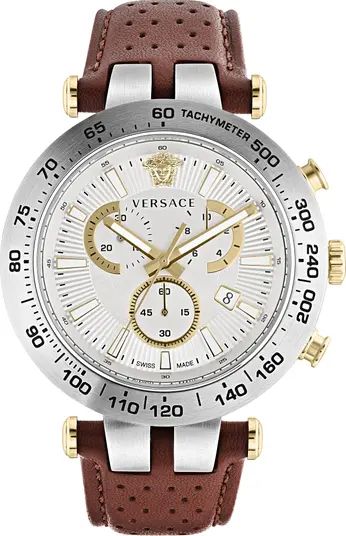 Bold Chronograph Leather Strap Watch, 46mm | Nordstrom
