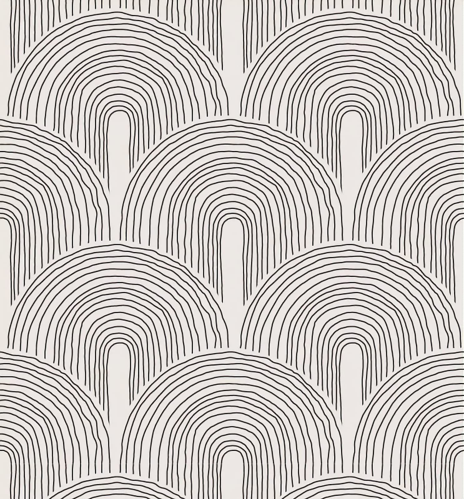 Geometric Arch Peel and Stick Wallpaper Black Grey Rainbow Removable Self Adhesive Wallpaper for ... | Amazon (US)