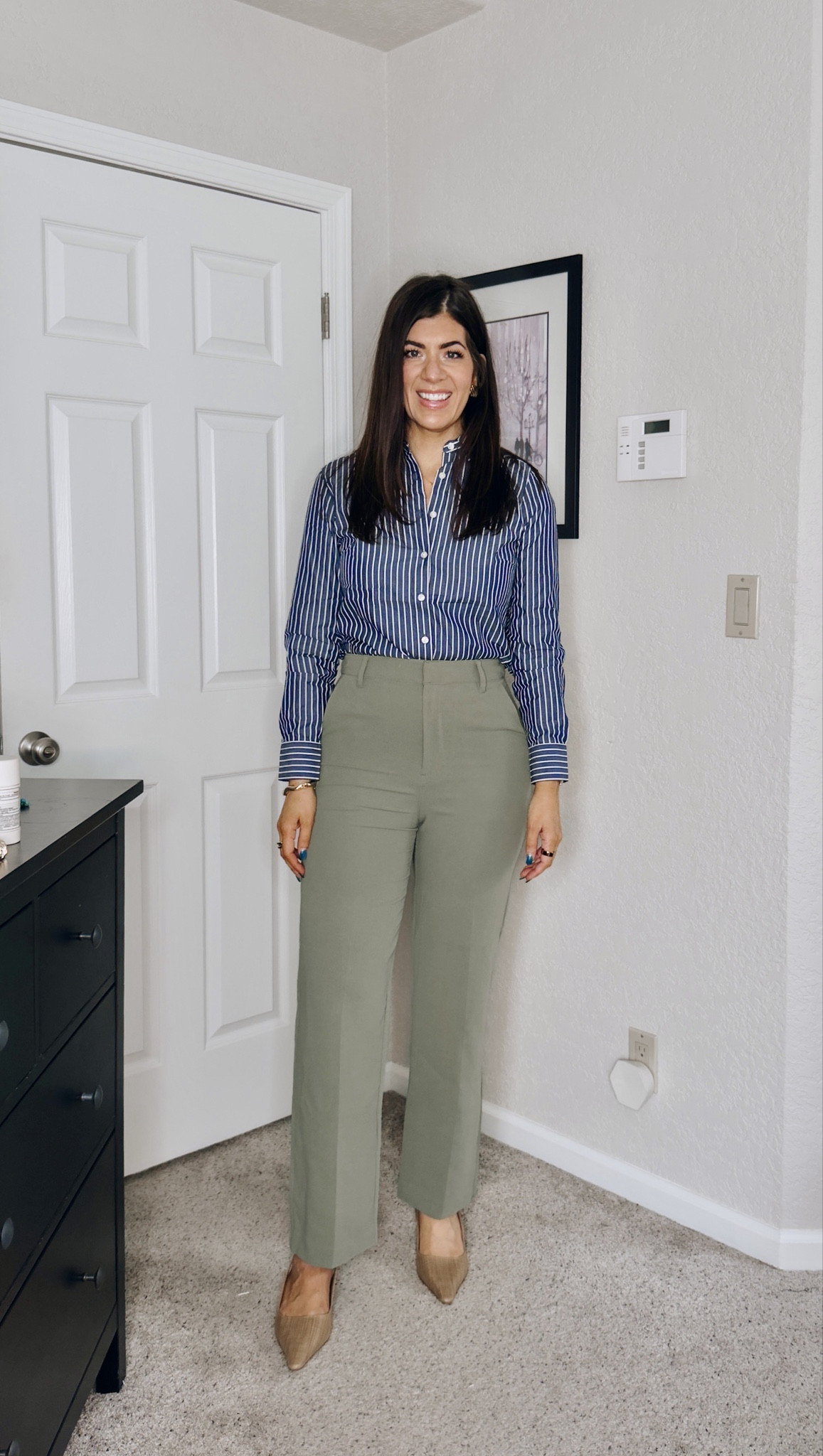 Spring work outfit inspo
In a medium striped tee
10 tall straight pants 

#LTKMidsize #LTKOver40 #LTKWorkwear