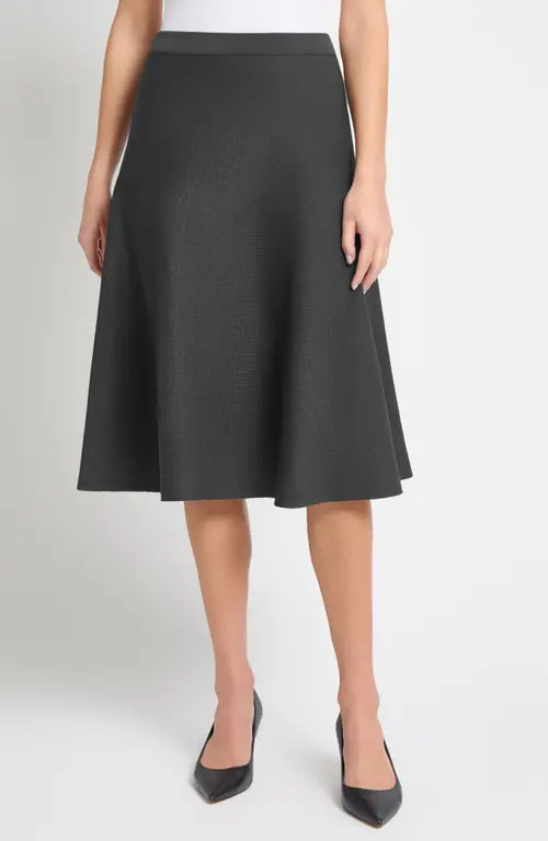 Ming Wang Flare Knit Midi Skirt in Granite at Nordstrom, Size Small | Nordstrom