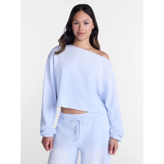 No Boundaries Mineral Wash Off the Shoulder Sweatshirt, Women's XXS-XXL | Walmart (US)