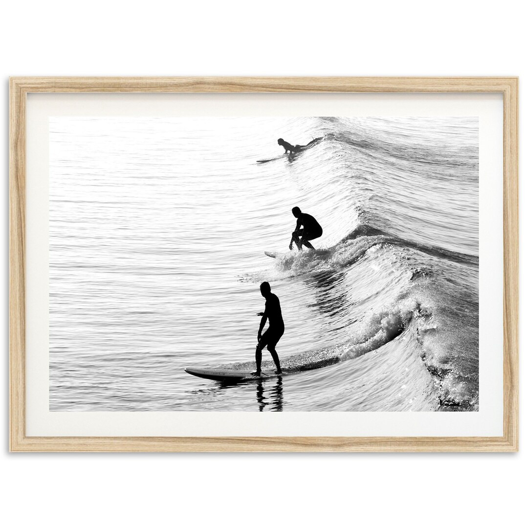 Fine Art Surf Print Party Wave Black and White Photography Framed Ocean Beach Home Wall Decor - E... | Etsy (US)