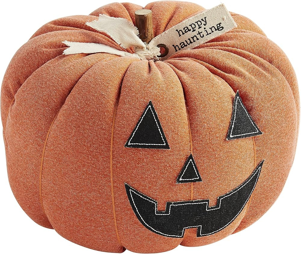 Mud Pie, Orange Halloween Jack-O-Lantern Sitter, Pumpkin, 9" x 8" Dia | Amazon (US)