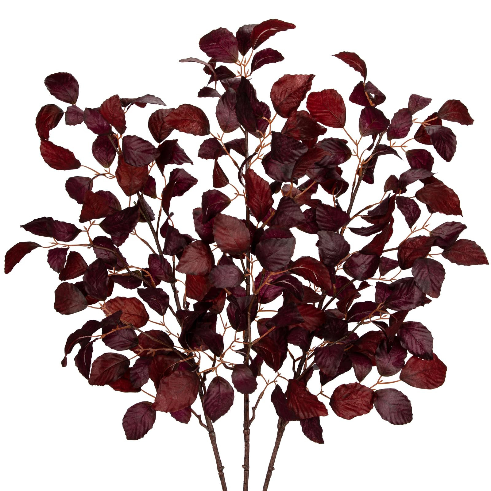 3PCS Artificial Fall Leaf Stems Autumn Leaves Fake Fagus Sylvatica Folige Burgundy Faux Beech Lea... | Amazon (US)