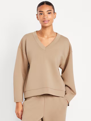 Bounce Fleece V-Neck Cocoon Sweatshirt | Old Navy (US)
