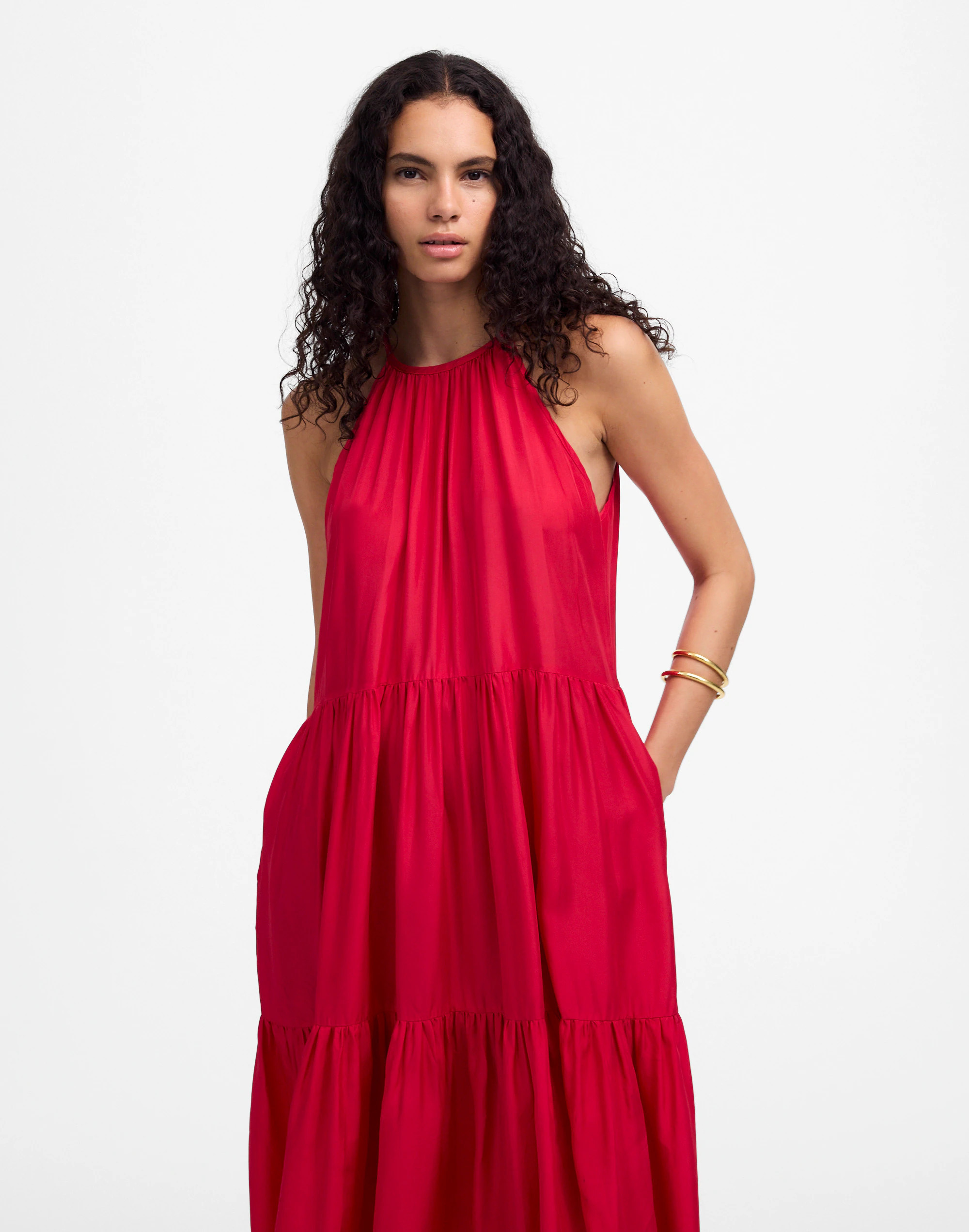 Habotai Silk Tiered Halter Dress | Madewell