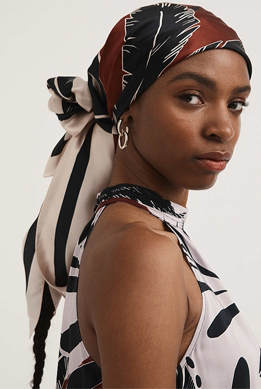 Silk Abstract Palm Print Scarf | Witchery