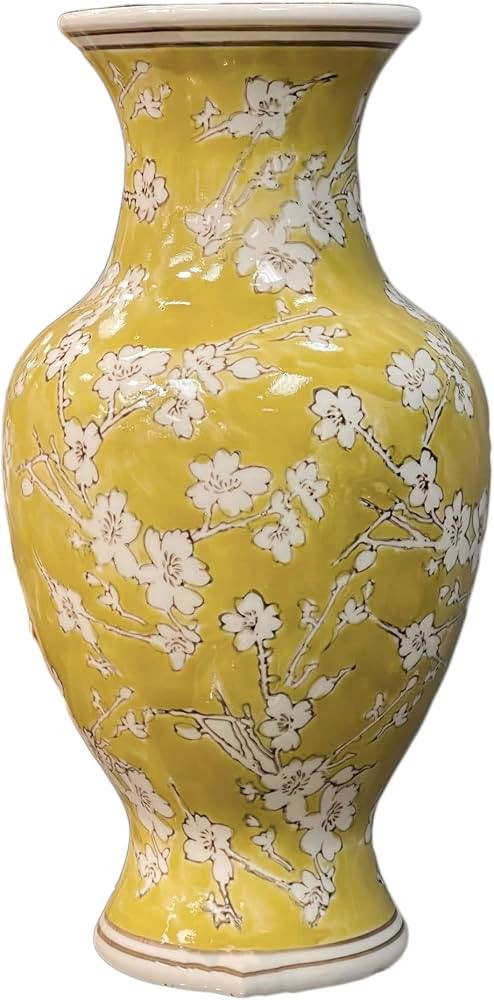 Galt International Yellow and White Sakura Chinoiserie Ceramic Vase 14" - Hand Painted Antique St... | Amazon (US)