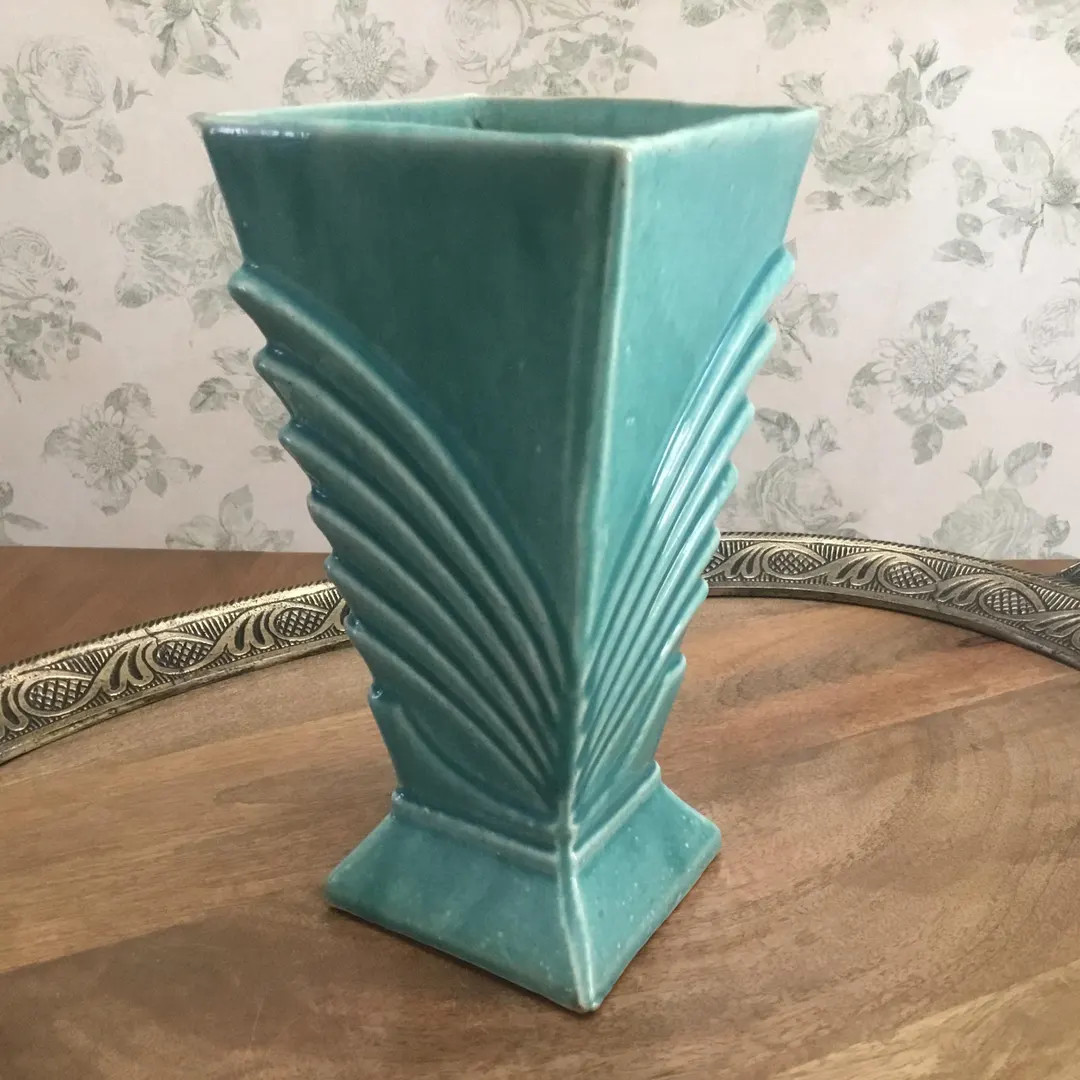 Mccoy Turquoise Art Deco Large Ornate Vase - Etsy | Etsy (US)