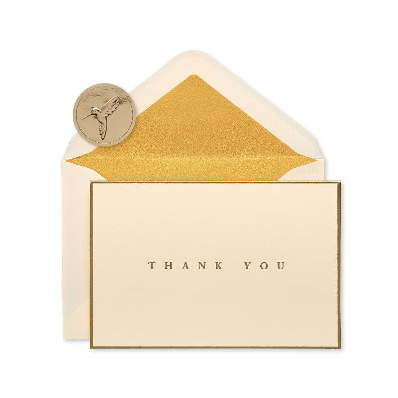 16ct Signature 'Thank You' Cards Gold Border - PAPYRUS | Target
