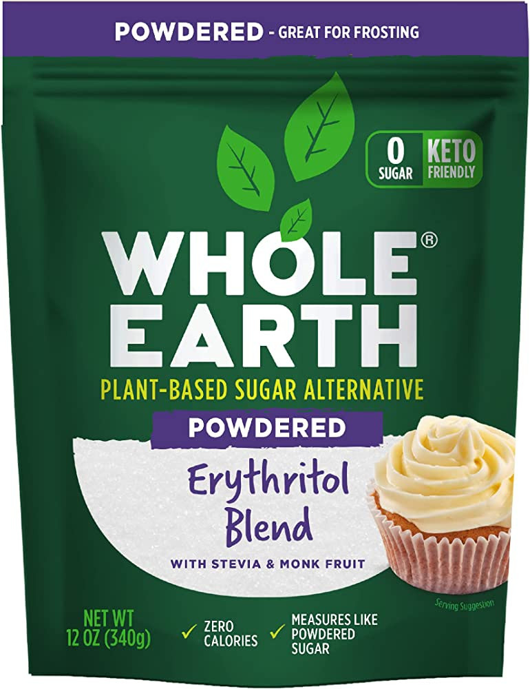 Whole Earth Powdered Erythritol Plant-Based Confectioner's Sugar Alternative, 12 Ounce Resealable... | Amazon (US)