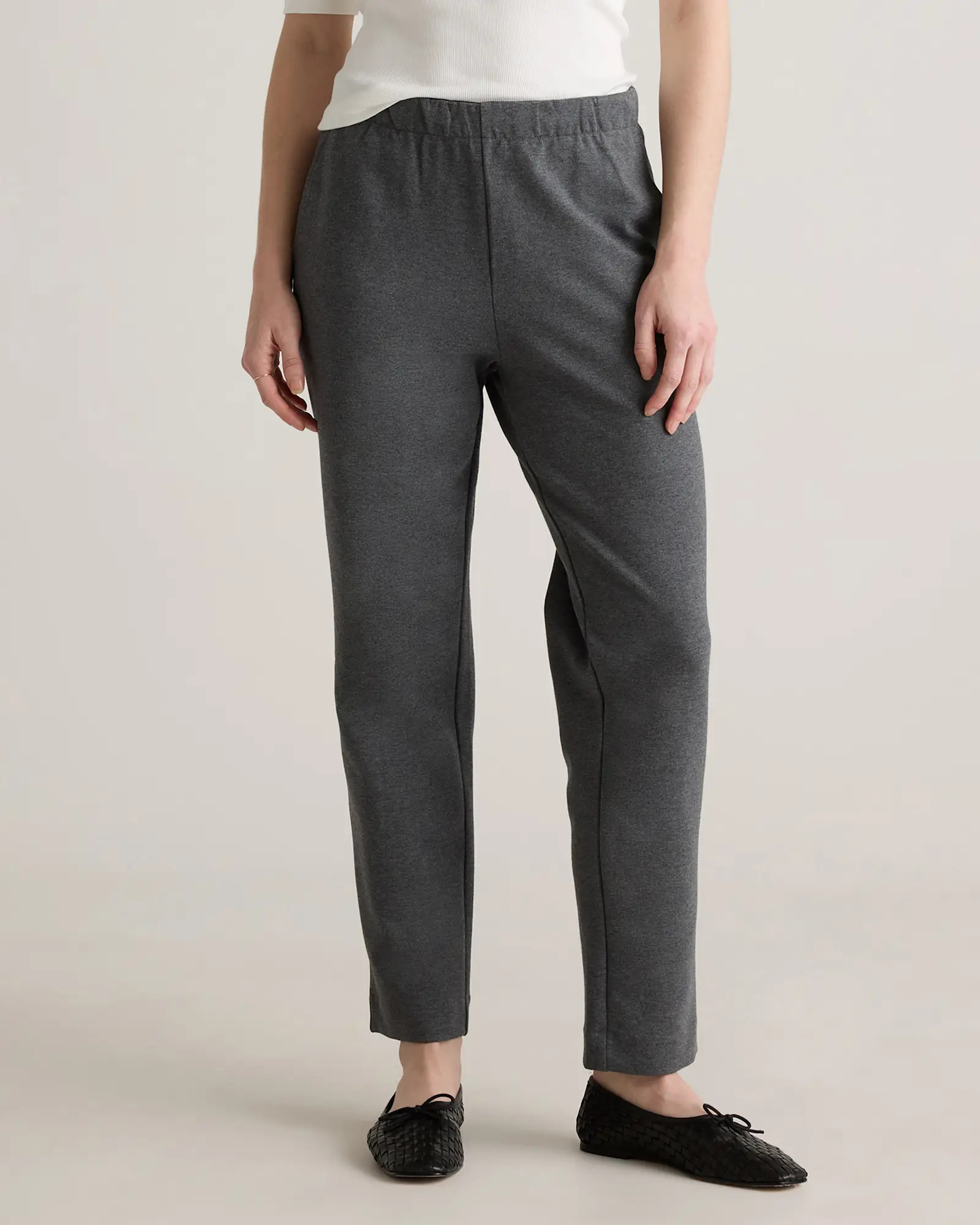 Organic Cotton Double Knit Straight Pants in Heather Charcoal Grey | Quince