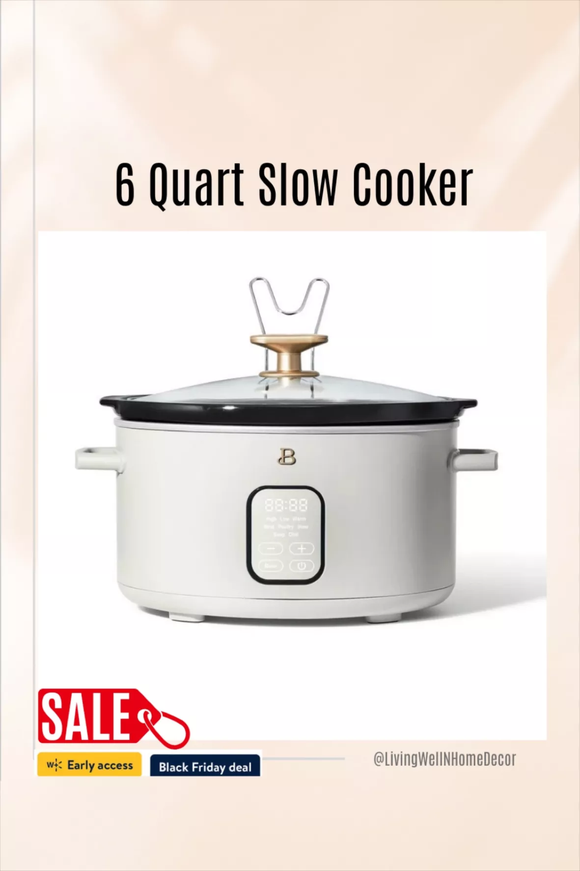  6 Quart Programmable Slow Cooker, White Icing by Drew