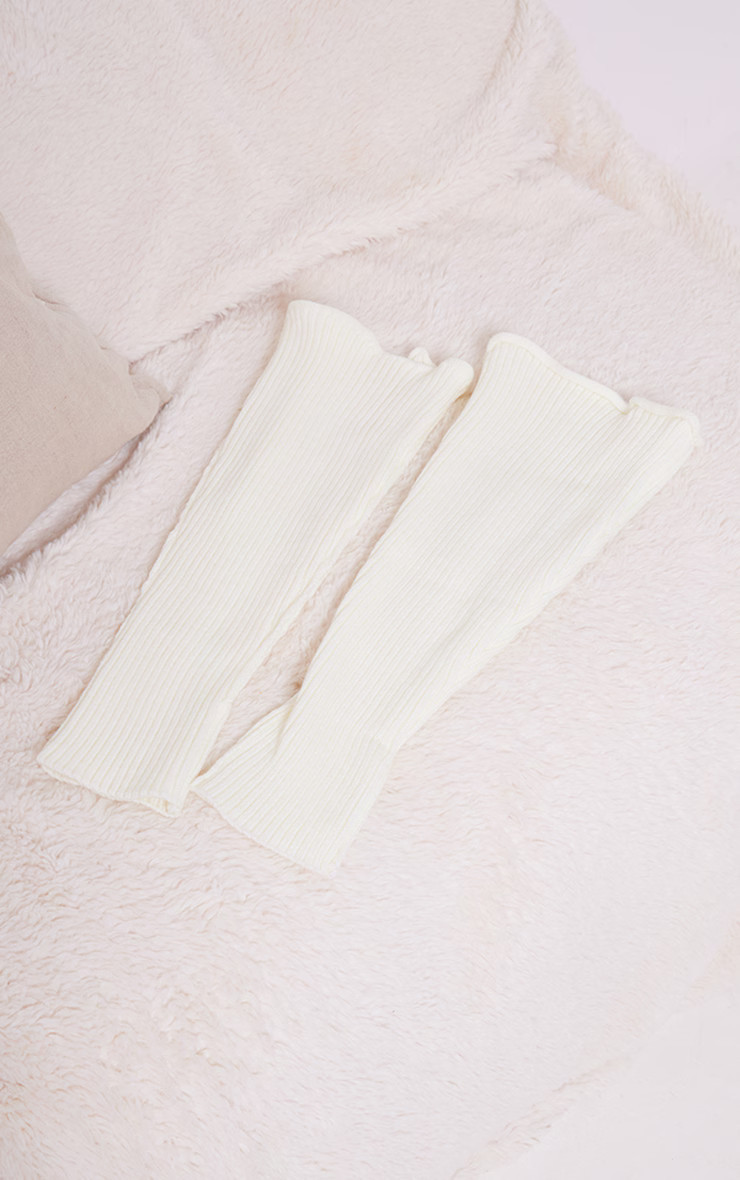 White Ribbed Flared Leg Warmers | PrettyLittleThing UK
