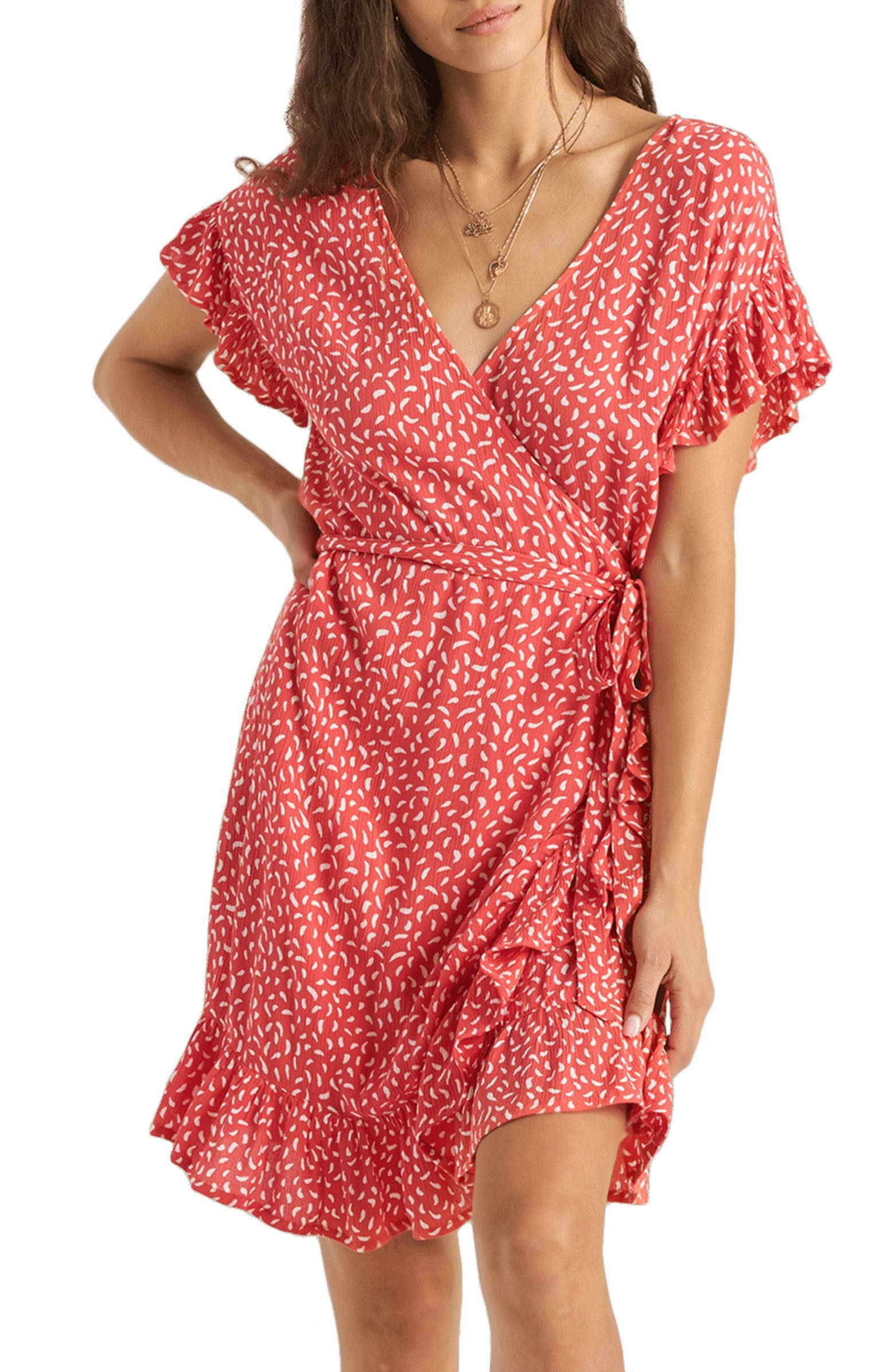 Billabong Ruffle Wrap Minidress | Nordstrom | Nordstrom