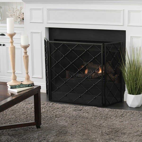 Chelsey 3-Panel Iron Fireplace Screen by Christopher Knight Home | Bed Bath & Beyond