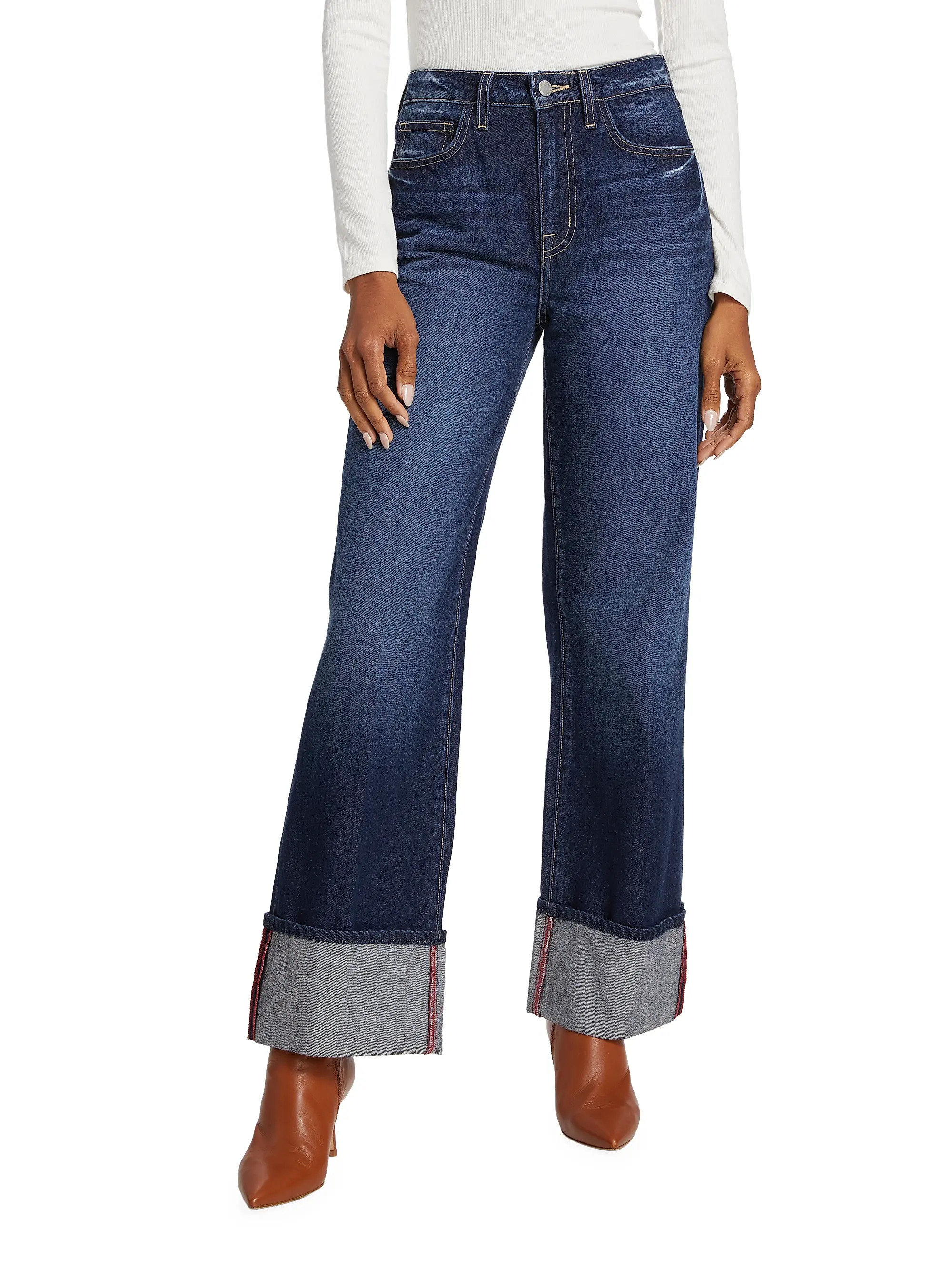 Miley Wide-Leg Cuff Jeans | Saks Fifth Avenue