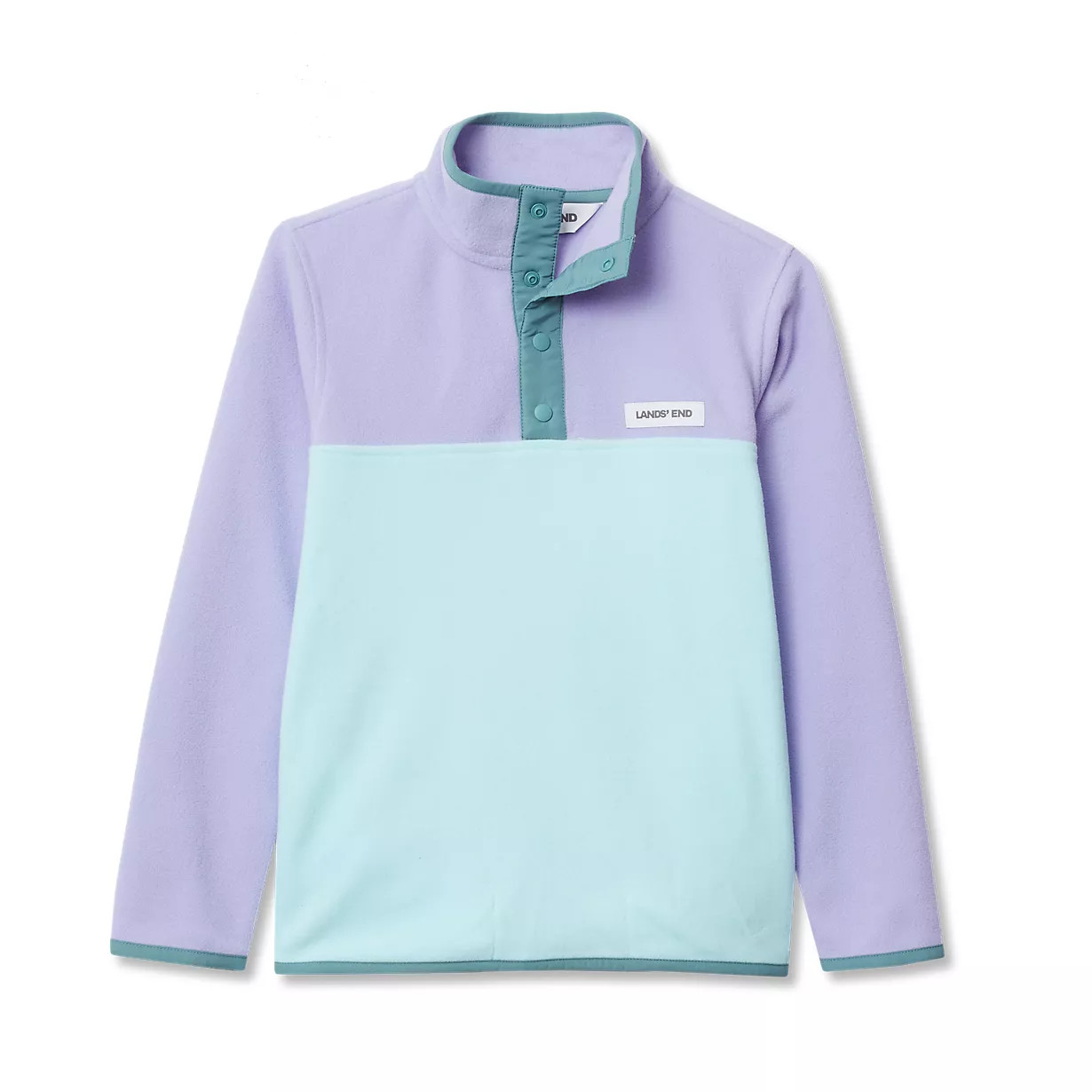 Kids Anyweather Fleece Snap Neck Pullover | Lands' End (US)
