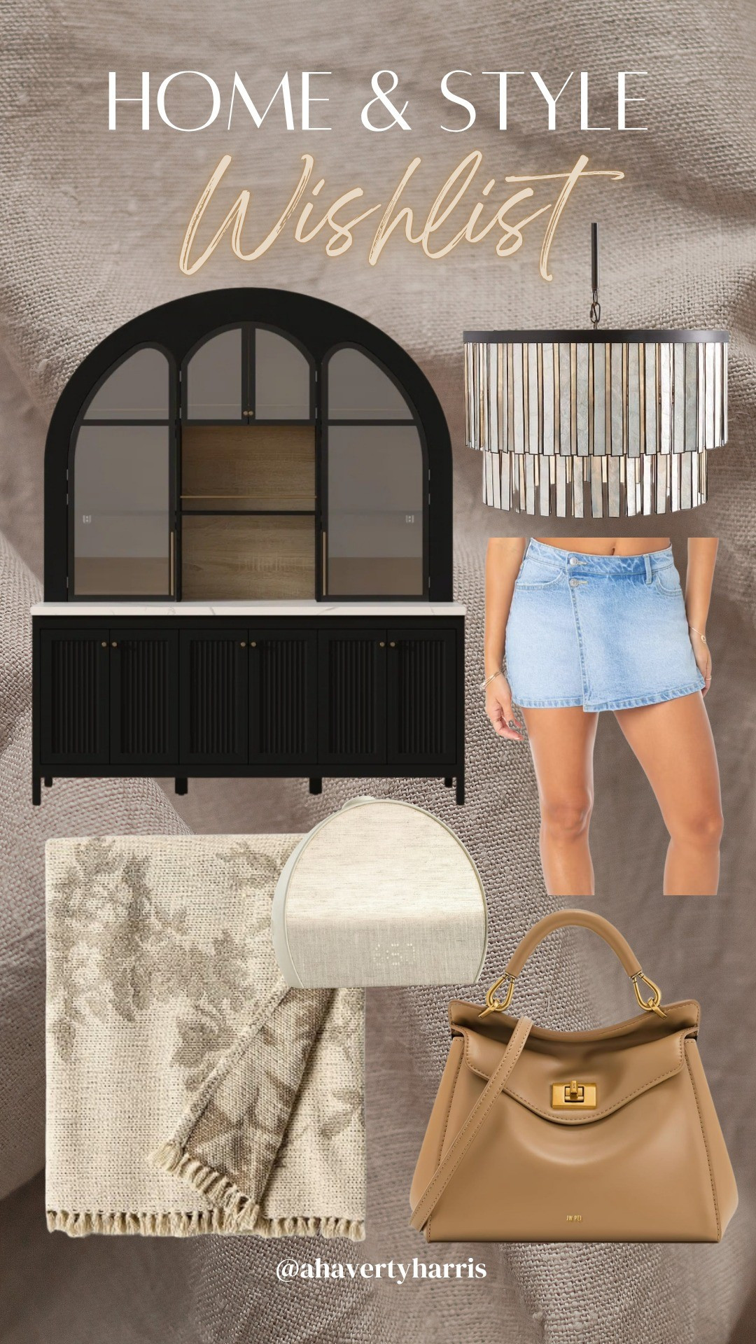 Home and Style Wishlist - this arched bar cabinet is the perfect buffet for a dining room, primary bedroom chandelier, country concert outfit or festival jean skort, spring throw blanket, spring handbag, alarm clock, Mother’s Day wishlist 

#LTKHome #LTKFestival #LTKSaleAlert