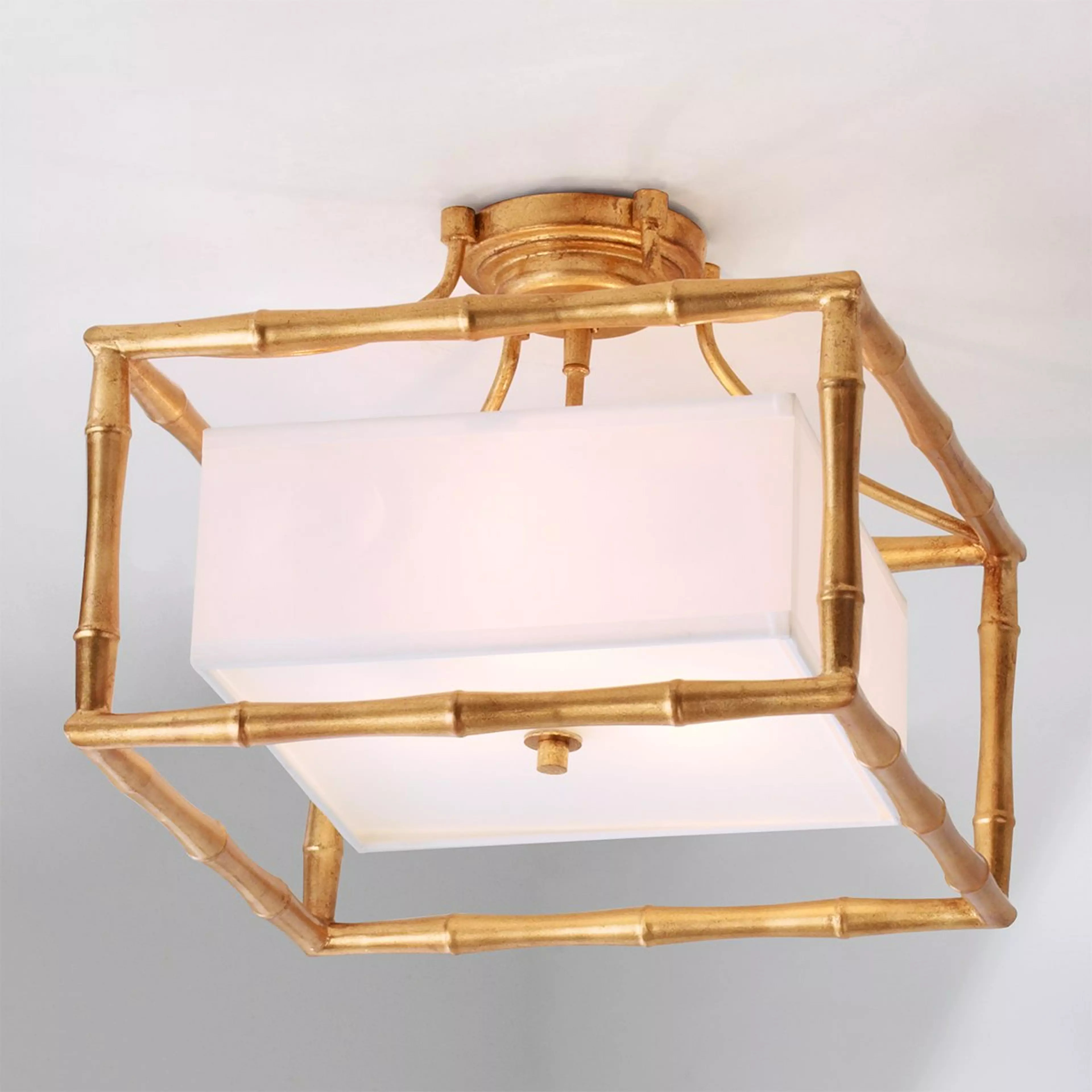 Bamboo Square Semi-Flush Ceiling Light | Shades of Light