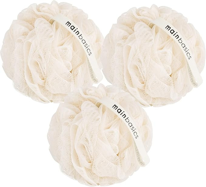 MainBasics Seaweed Infused Bath Shower Loofah Sponge Pouf Body Wash Scrubber (Set of 3) | Amazon (US)