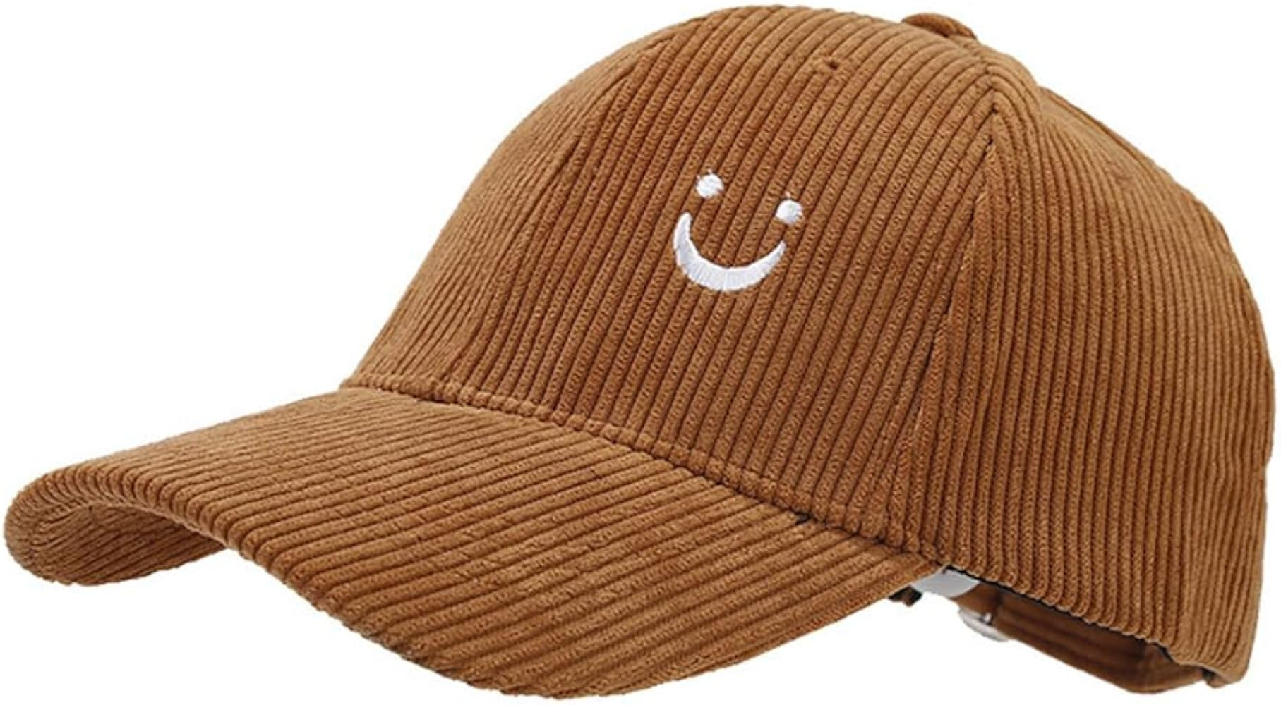 YuMENo Unisex Smile Face Corduroy Baseball Cap Adjustable Low Profile Cotton Dad Hat | Amazon (US)