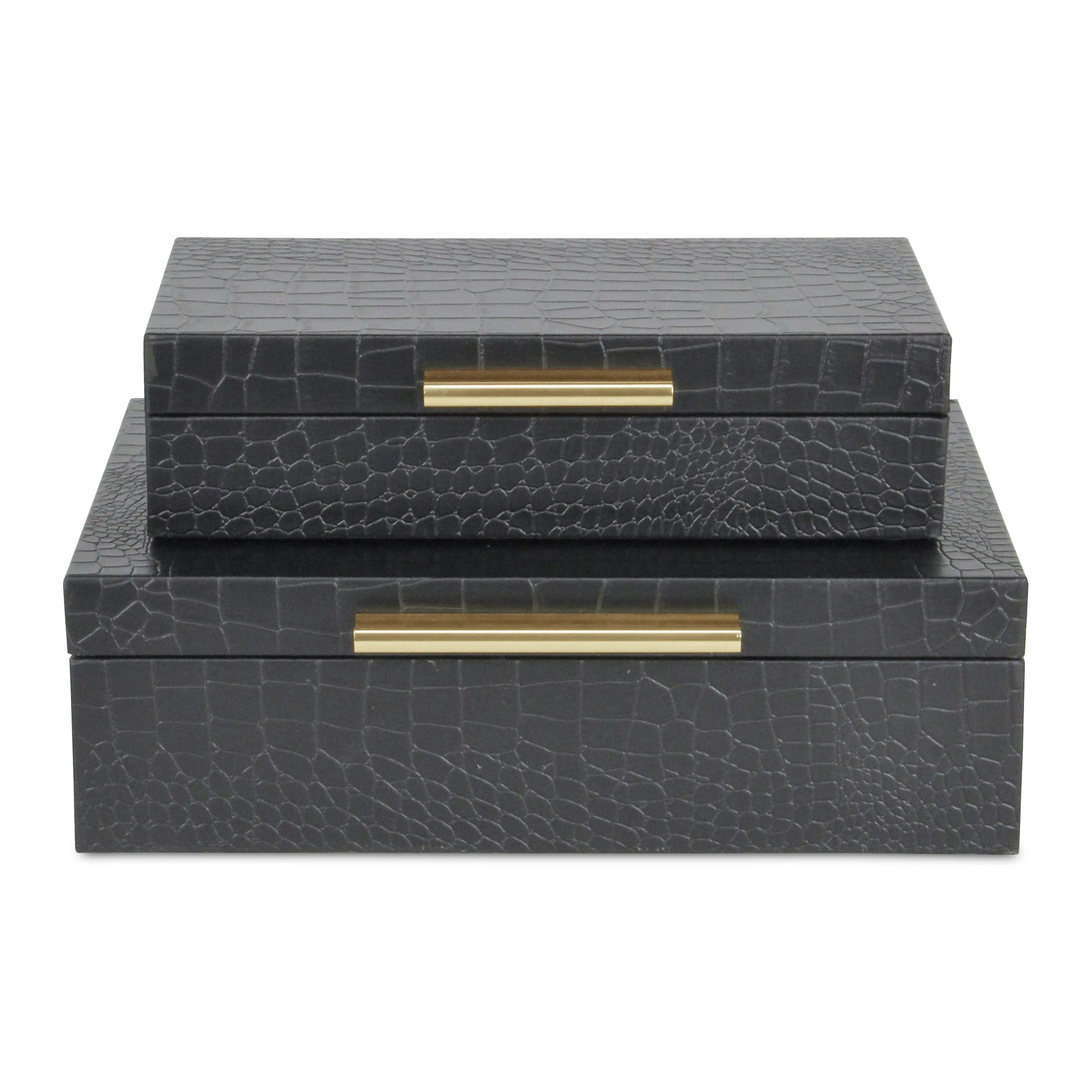 Willa Arlo™ Interiors Rebeka Black Faux Croco Rectangular Decorative Box Set & Reviews | Wayfai... | Wayfair North America