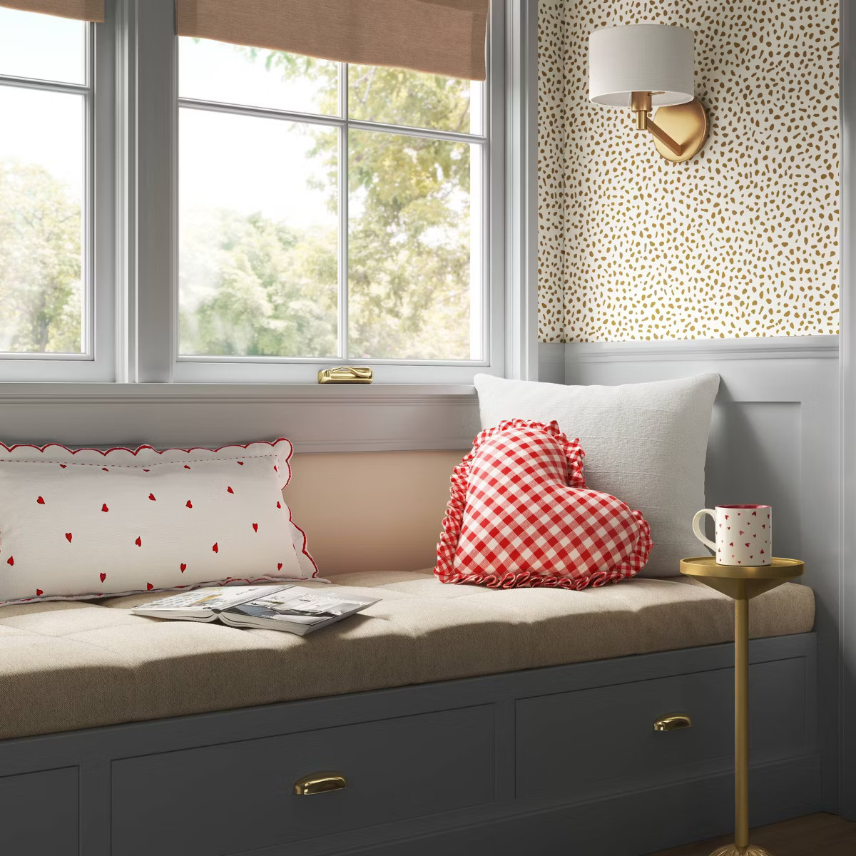 Shaped Woven Gingham Heart Throw Pillow with Ruffled Trim Red/Ivory - Threshold™ | Target