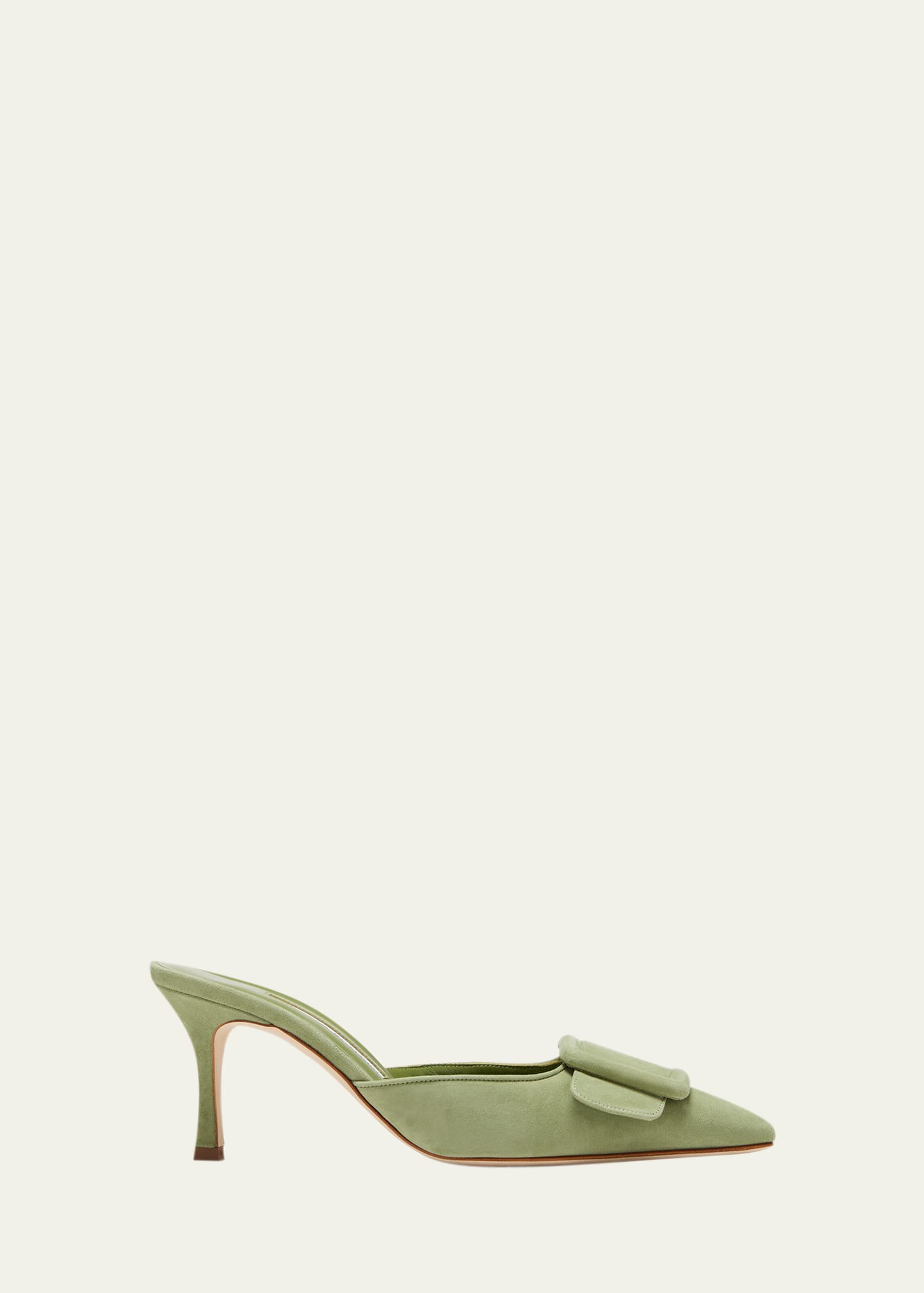 Manolo Blahnik Maysale Suede Buckle Stiletto Mules | Bergdorf Goodman
