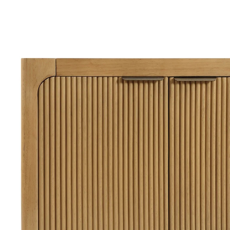 My Texas House Linden Fluted Buffet Cabinet Sideboard with Adjustable Shelves, Warm Brown - Walma... | Walmart (US)