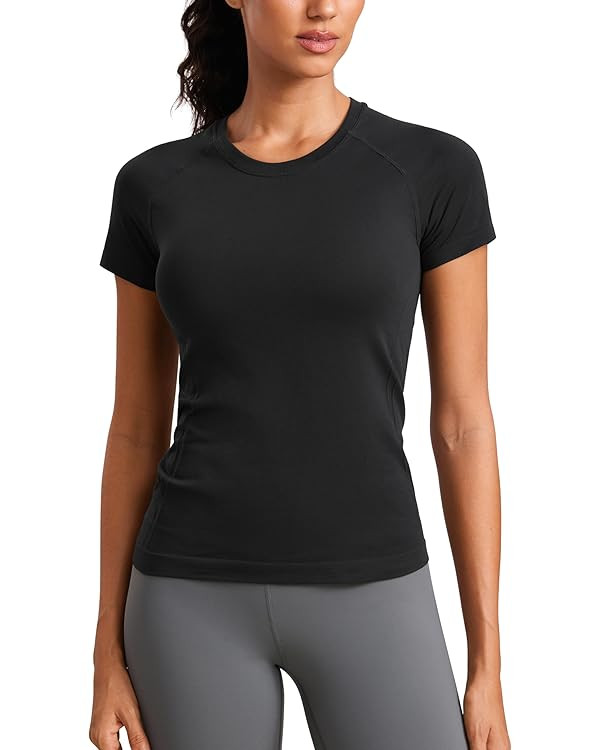 CRZ YOGA Seamless Workout Tops for Women Short Sleeve Athletic Tees Breathable Gym Running Yoga S... | Amazon (US)