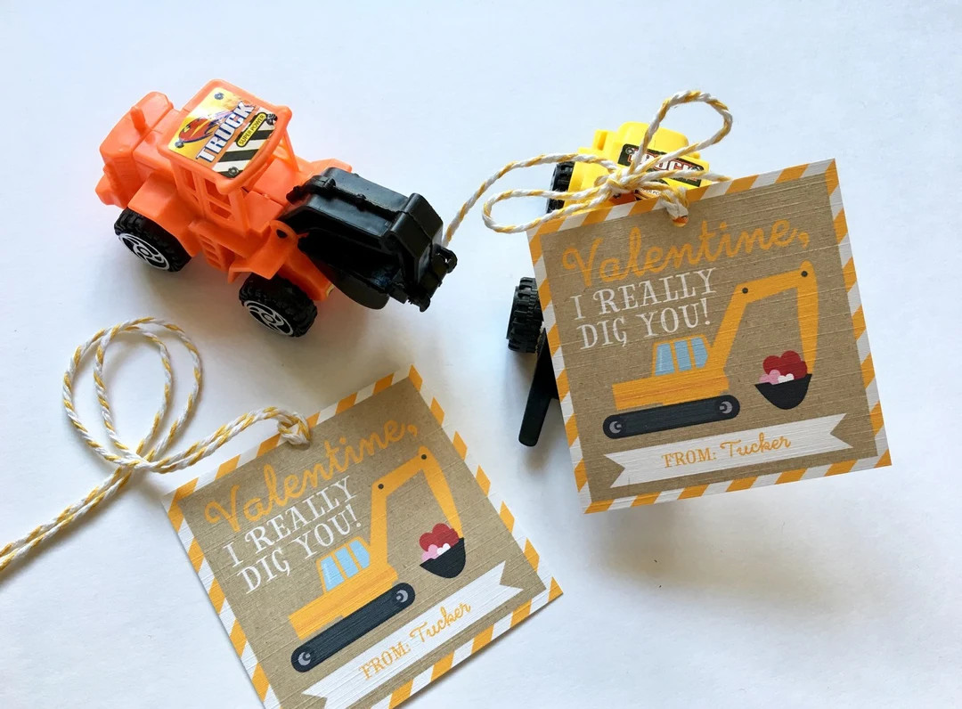 Kids Valentine, Valentine's Day Card, Preschool Valentine, School Valentine, Construction Valenti... | Etsy (US)