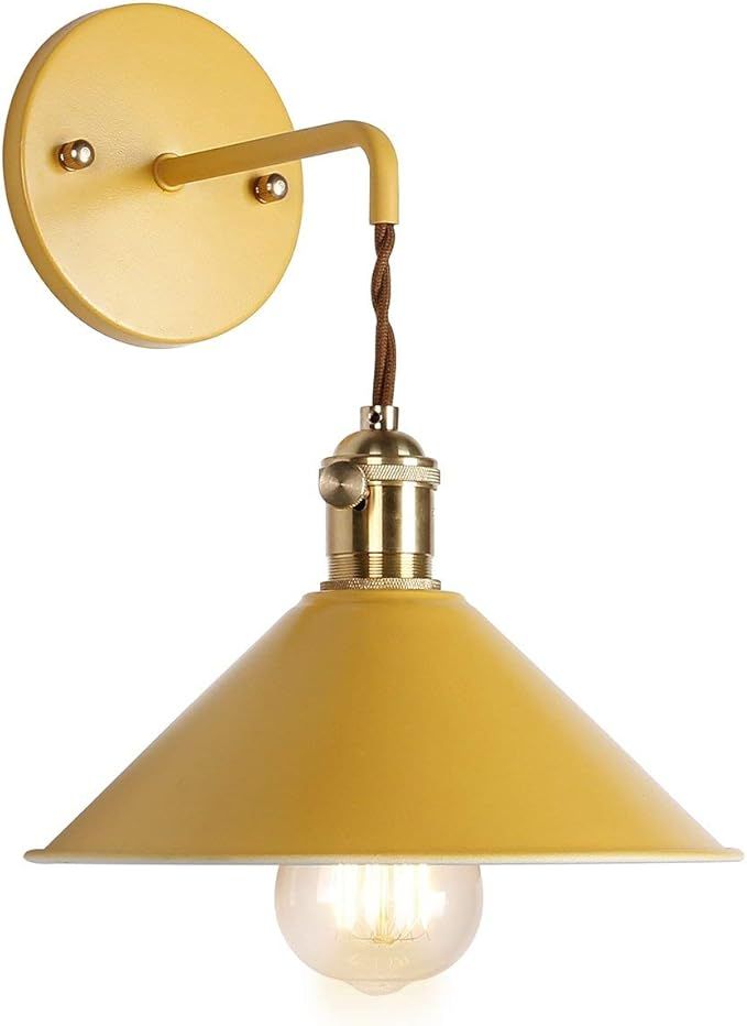 iYoee Wall Sconce Lamps Lighting Fixture with on Off Switch,Yellow Macaron Wall lamp E26 Edison C... | Amazon (US)