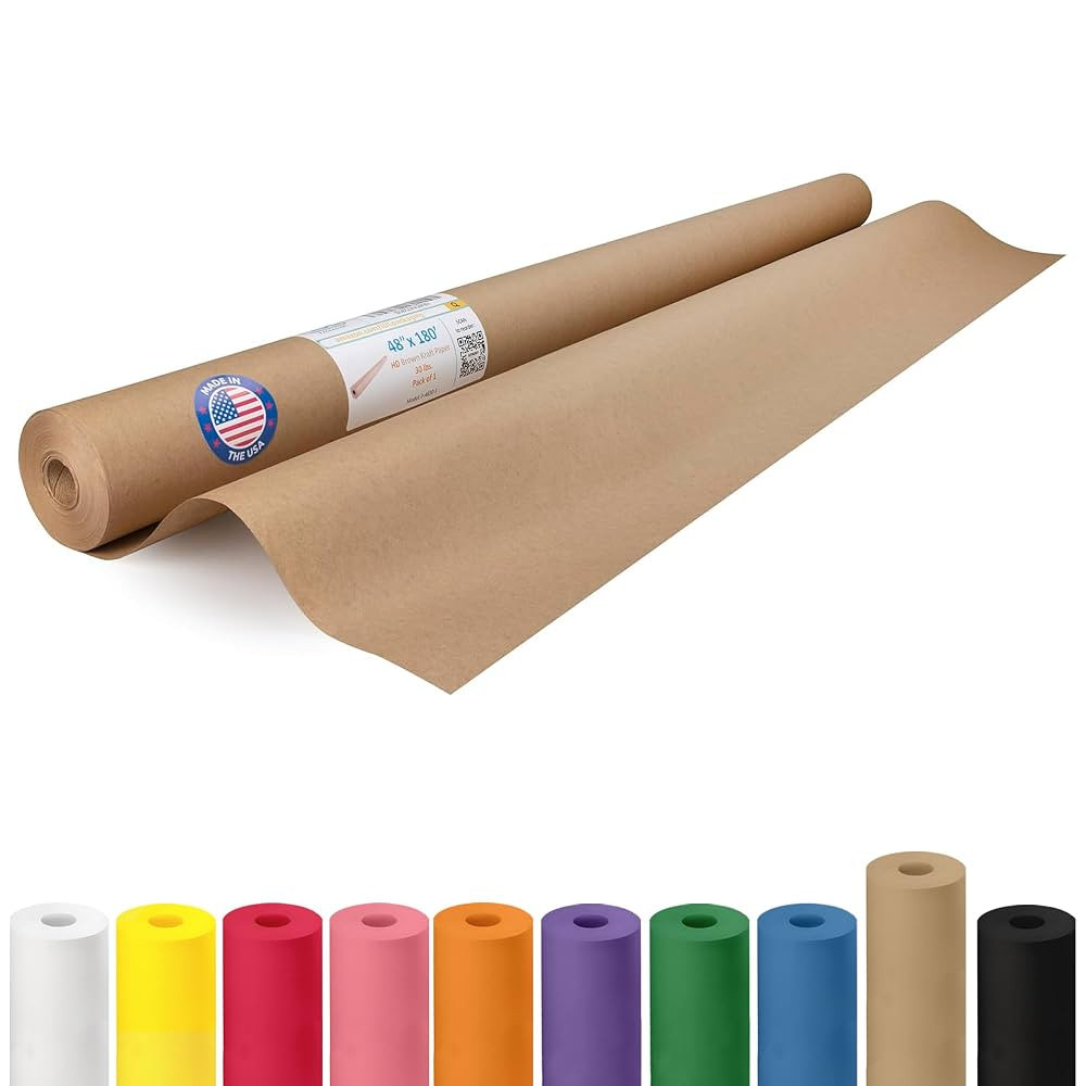 IDL Packaging Brown Kraft Paper Roll 48" x 2160" (180 feet), 30lb Thickness - USA-Made Brown Wrap... | Amazon (US)