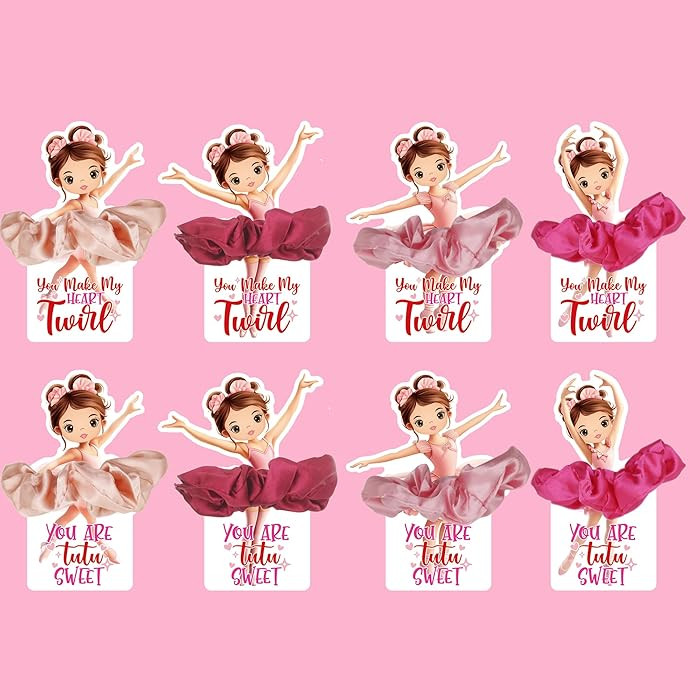 Valentines Day Gifts for Kids Girls School Classroom Exchange Gifts, 24 Pack Ballerina Cards With... | Amazon (US)