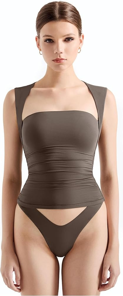 SUUKSESS Womens Square Neck Going Out Tank Tops Double Lined Summer Sleeveless Business Casual Sh... | Amazon (US)