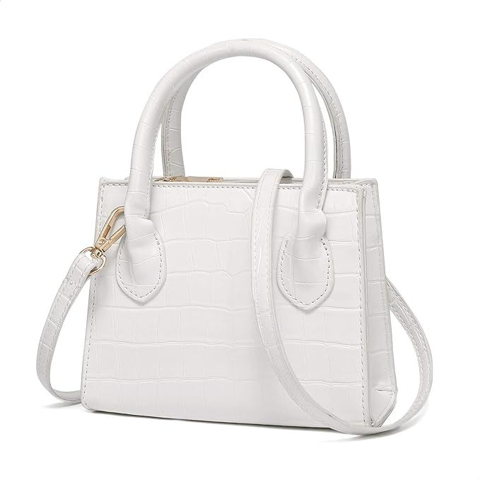 CATMICOO Trendy Mini Purse for Women, Small Handbag and Mini Bag with Crocodile Pattern (White) | Amazon (US)
