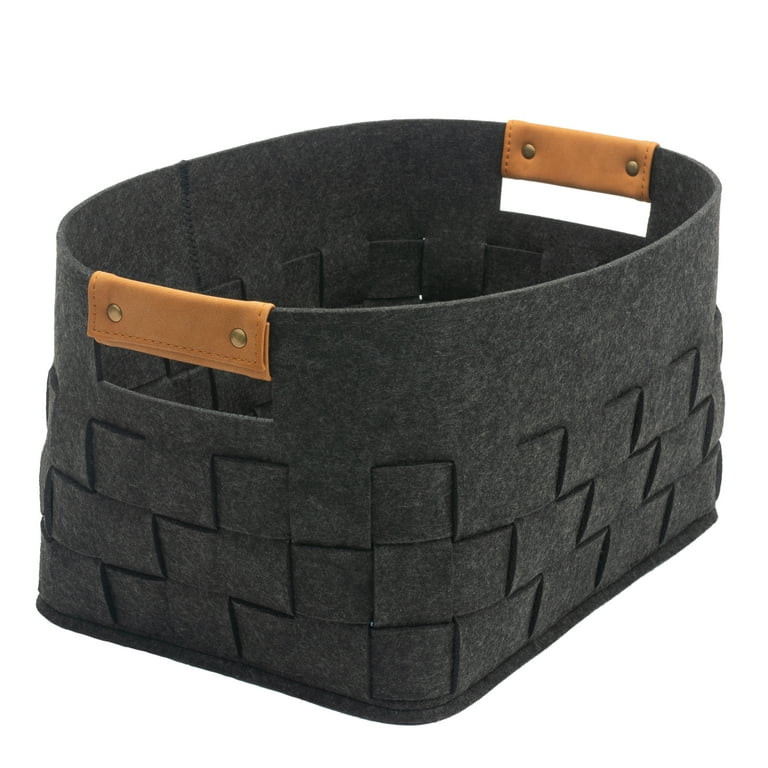 Basketville Medium Woven Felt Basket, Dark Gray, 2 Pack - Walmart.com | Walmart (US)