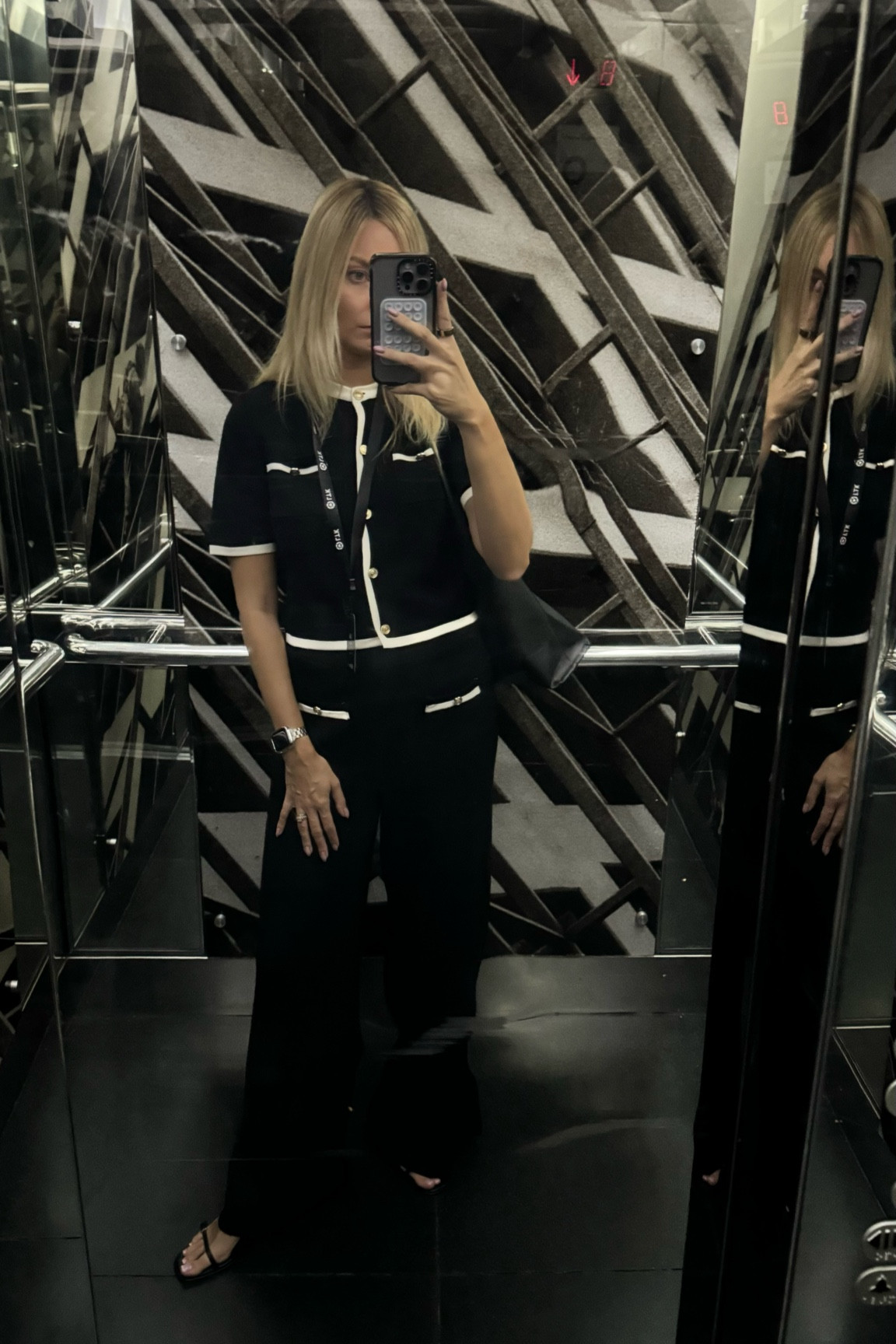 Contrasting trims give all the old-money vibes and this would be  amazing Parisienne outfit.

Matching set, Emily in Paris, black cardigan, wide-leg pants, workwear, corporate style, business casual #LTKCon 

#LTKWorkwear #LTKStyleTip